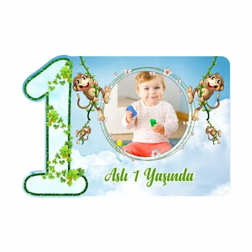 1 Yaş - Safari Temalı Doğum Günü Magneti